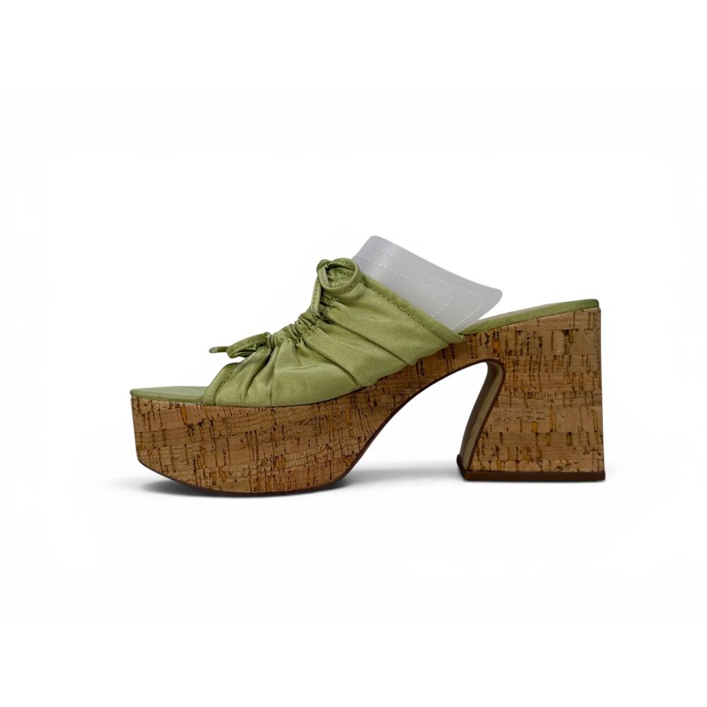 Sam Edelman Dova Platform Sandal Womens 7.5 Lime Green Cork Block Heel Slip On - Picture 3 of 16